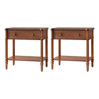 Godefroy Table d'appoint haute à 1 tiroir 26, lot de 2 | HULALA HOME-WALNUT