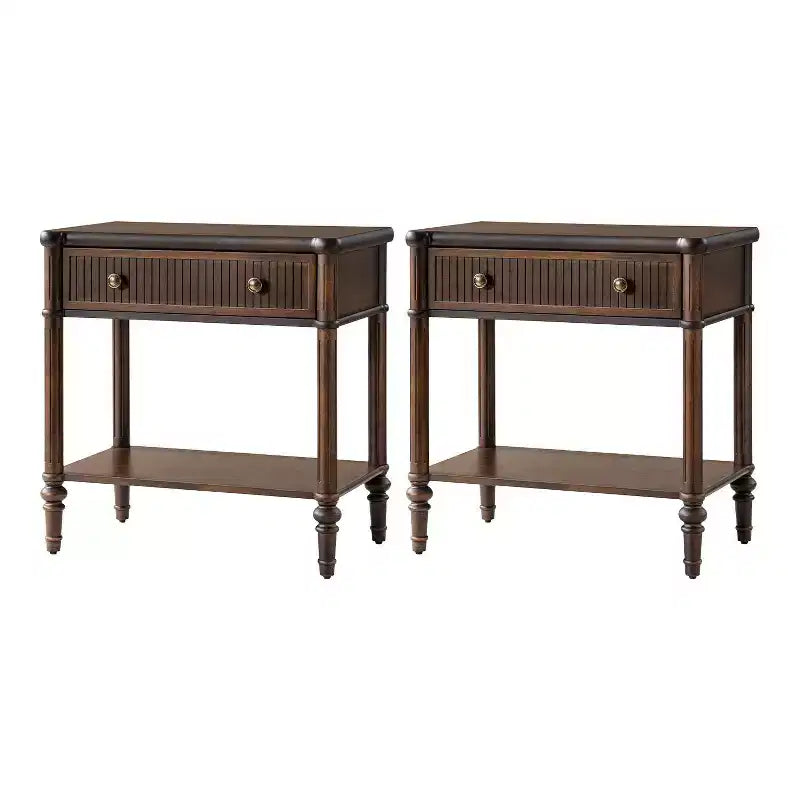 Godefroy Table d'appoint haute à 1 tiroir 26, lot de 2 | HULALA HOME-WALNUT