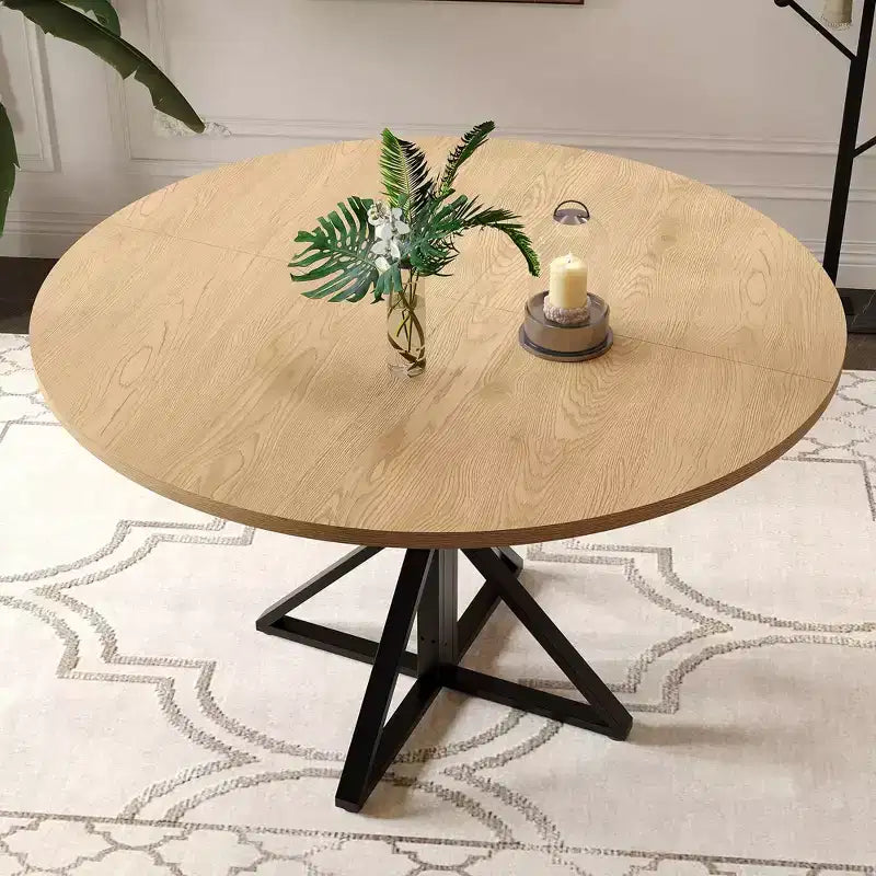 Table à manger ronde pour 4-6 personnes, 47,2 po, table de cuisine de style ferme avec rangement, tables rondes pour cuisine, salle à manger, salon, salle de réunion
