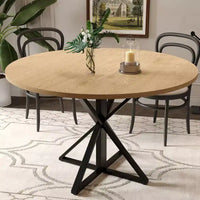 Table à manger ronde pour 4-6 personnes, 47,2 po, table de cuisine de style ferme avec rangement, tables rondes pour cuisine, salle à manger, salon, salle de réunion