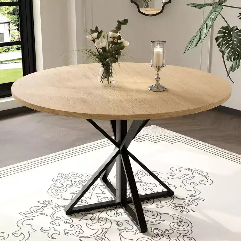 Table à manger ronde pour 4-6 personnes, 47,2 po, table de cuisine de style ferme avec rangement, tables rondes pour cuisine, salle à manger, salon, salle de réunion
