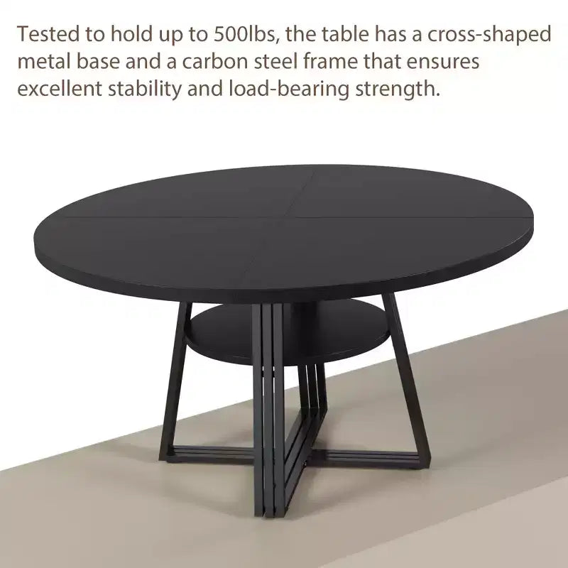 Table à manger ronde pour 4-6 personnes, 47,2 po, table de cuisine de style ferme avec rangement, tables rondes pour cuisine, salle à manger, salon, salle de réunion