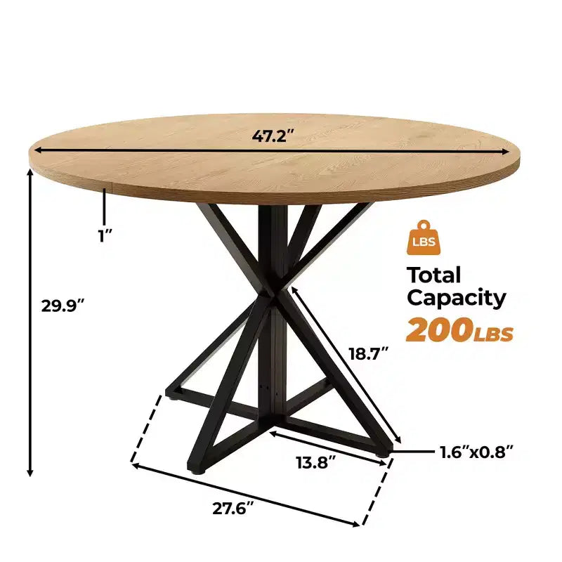 Table à manger ronde pour 4-6 personnes, 47,2 po, table de cuisine de style ferme avec rangement, tables rondes pour cuisine, salle à manger, salon, salle de réunion