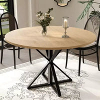 Table à manger ronde pour 4-6 personnes, 47,2 po, table de cuisine de style ferme avec rangement, tables rondes pour cuisine, salle à manger, salon, salle de réunion