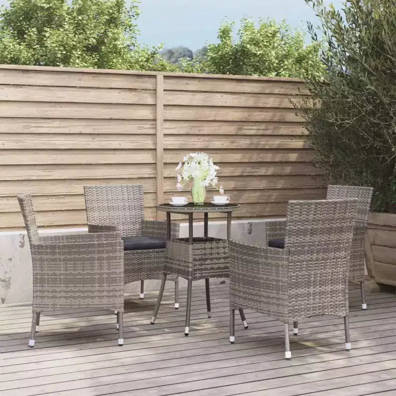 vidaXL Ensemble de bistrot de jardin en résine tressée Ensemble de bistrot moderne de taille moyenne