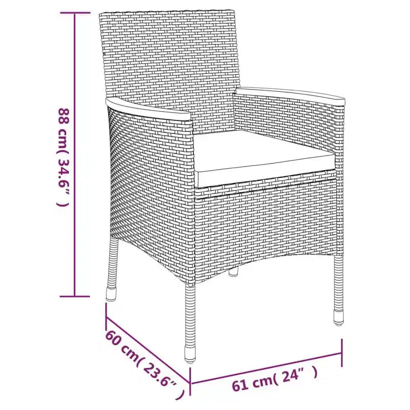 vidaXL Ensemble de bistrot de jardin en résine tressée Ensemble de bistrot moderne de taille moyenne