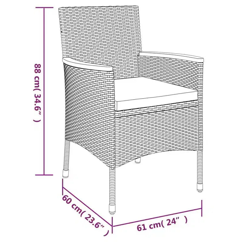 vidaXL Ensemble de bistrot de jardin en résine tressée Ensemble de bistrot moderne de taille moyenne