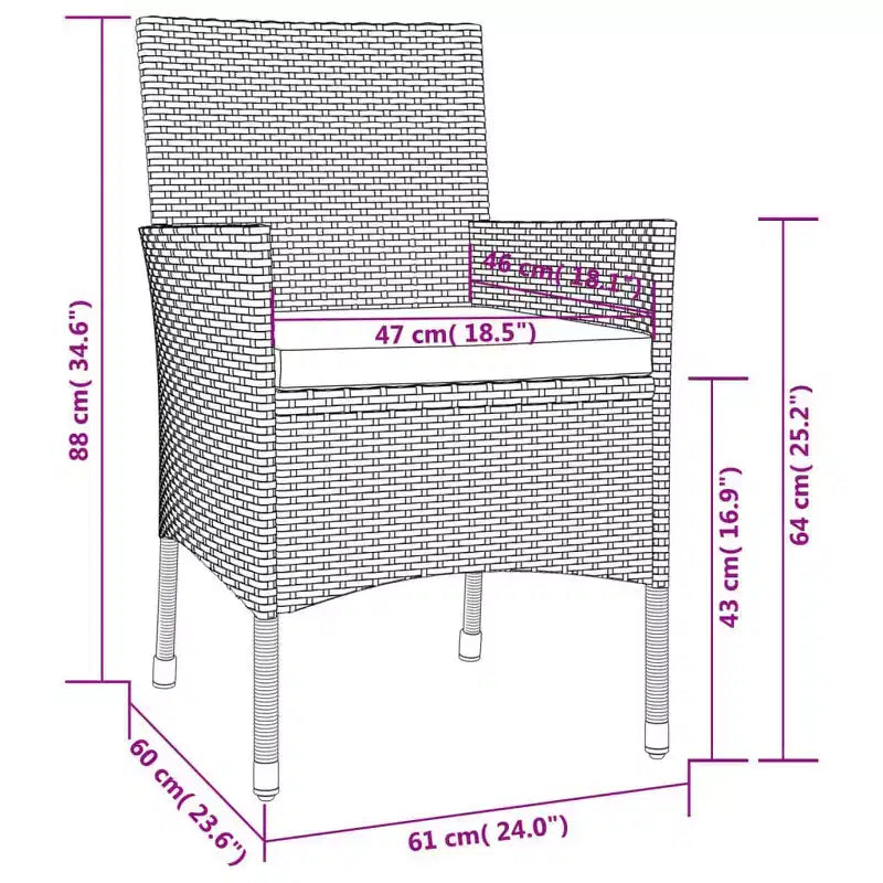 vidaXL Ensemble de bistrot de jardin en résine tressée Ensemble de bistrot moderne de taille moyenne