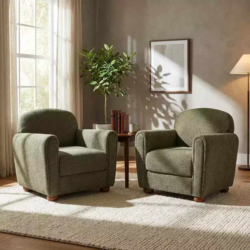 Christopher Knight Home Yannis Fauteuil d'appoint moderne rembourré en bois avec accoudoirs Rom (lot de 2)