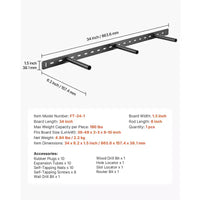 Support d'Étagère Flottante VEVOR, 1 Unité, Capacité de Charge 86 kg (190 lb), 863,6x157,4x38,1 mm (34x6,2x1,5 po), Robuste et Dissimulé, Montage Mural, Noir