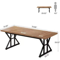 Grand bureau de direction Lantine de 180 cm, table d'étude/d'écriture pour ordinateur de bureau à domicile de style industriel, brun clair/noir