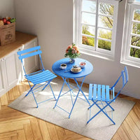 Table et chaises bistro lot de 2, ensemble bistro de patio pliant 3 pièces extérieur/intérieur, ensemble de mobilier de patio 2 chaises avec table, tables pliantes à structure premium
