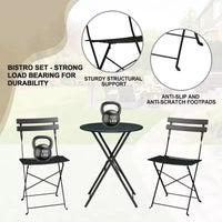 Table et chaises bistro lot de 2, ensemble bistro de patio pliant 3 pièces extérieur/intérieur, ensemble de mobilier de patio 2 chaises avec table, tables pliantes à structure premium