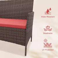 Ensemble de 4 meubles de patio, salon de jardin en rotin avec table basse, ensemble table et chaises d'extérieur pour arrière-cour et bord de piscine, noir et beige