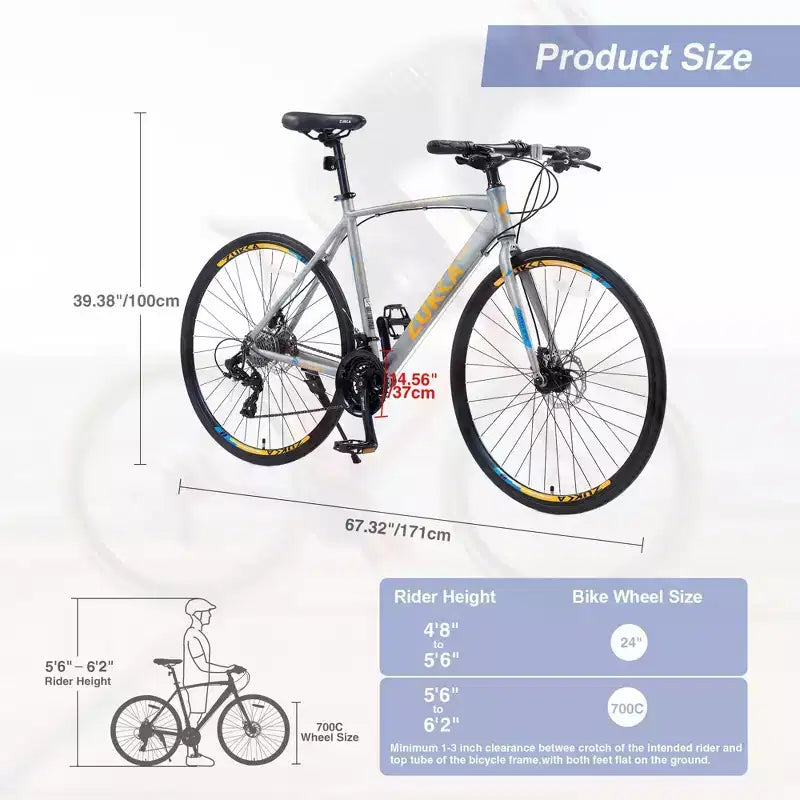 Vélo NAYSAYE 27,5 pouces 3x8/24 vitesses, freins à disque, cadre en aluminium, pour hommes et femmes, adolescents et adultes, pour le cyclisme urbain, 67,32 x 14,56 x 39,37