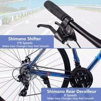 Vélo NAYSAYE 27,5 pouces 3x8/24 vitesses, freins à disque, cadre en aluminium, pour hommes et femmes, adolescents et adultes, pour le cyclisme urbain, 67,32 x 14,56 x 39,37