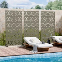 MAYEERTY Star 01 Séparateur de pièces en acier galvanisé gris olive, 72x35x16, Brise-vue 6 panneaux pour terrasse et jardin