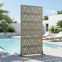 MAYEERTY Star 01 Séparateur de pièces en acier galvanisé gris olive, 72x35x16, Brise-vue 6 panneaux pour terrasse et jardin
