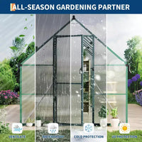 Serre en polycarbonate avec cadre en aluminium 8'X16', Serre robuste avec structure à montage rapide et lucarne de toit, Kit de serres en aluminium amélioré