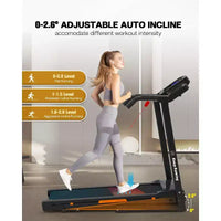 Redliro Tapis roulant pliable à inclinaison 3 niveaux pour la maison, machine de course avec haut-parleurs Bluetooth, tapis compact avec capacité 330lbs