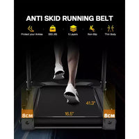 Redliro Tapis roulant pliable à inclinaison 3 niveaux pour la maison, machine de course avec haut-parleurs Bluetooth, tapis compact avec capacité 330lbs