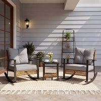 Ensemble de bistro LAUSAINT HOME 3 pièces pour patio avec fauteuils à bascule, gris