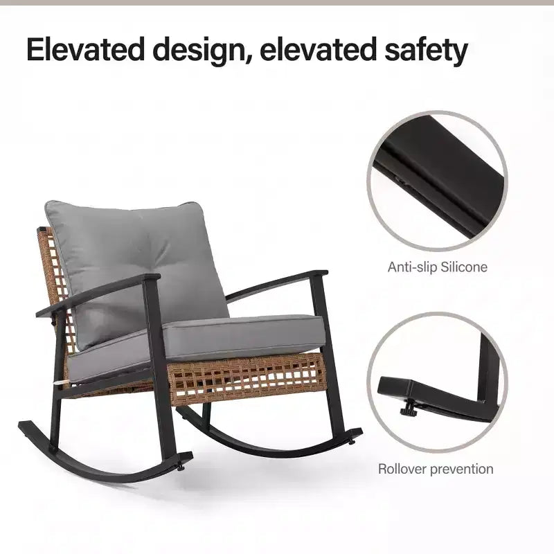 Ensemble de bistro LAUSAINT HOME 3 pièces pour patio avec fauteuils à bascule, gris