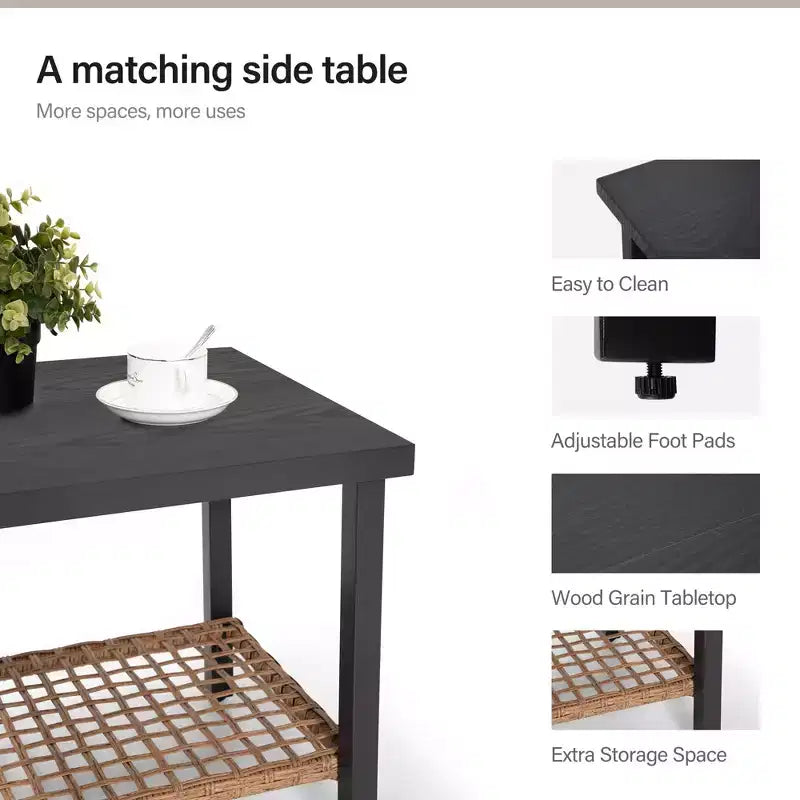 Ensemble de bistro LAUSAINT HOME 3 pièces pour patio avec fauteuils à bascule, gris