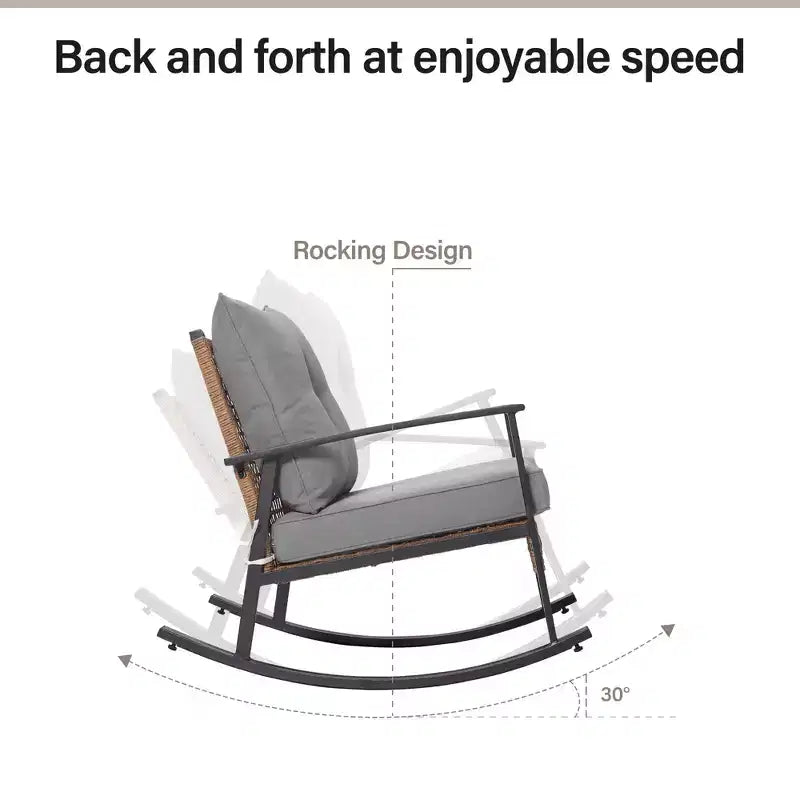 Ensemble de bistro LAUSAINT HOME 3 pièces pour patio avec fauteuils à bascule, gris