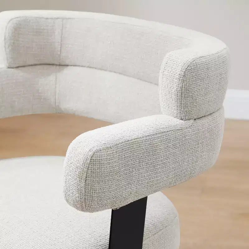 Art Leon Chaise de bureau sans roulettes, fauteuil pivotant mid-century moderne, chaise rembourrée en tissu avec pieds en bois de chêne