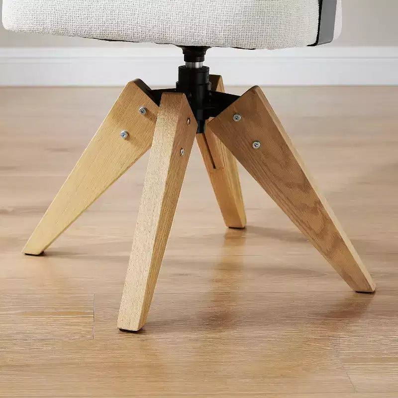 Art Leon Chaise de bureau sans roulettes, fauteuil pivotant mid-century moderne, chaise rembourrée en tissu avec pieds en bois de chêne