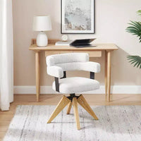 Art Leon Chaise de bureau sans roulettes, fauteuil pivotant mid-century moderne, chaise rembourrée en tissu avec pieds en bois de chêne