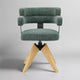 Art Leon Desk Chair No Wheels, Mid Century Modern Swivel Arm Chair, Fabric Upholstered Side Chair with Oak Wood Legs