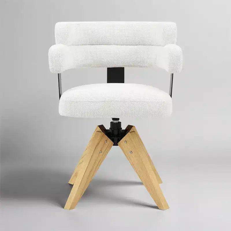 Art Leon Chaise de bureau sans roulettes, fauteuil pivotant mid-century moderne, chaise rembourrée en tissu avec pieds en bois de chêne