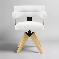 Art Leon Chaise de bureau sans roulettes, fauteuil pivotant mid-century moderne, chaise rembourrée en tissu avec pieds en bois de chêne