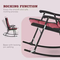 NAYSAYE Ensemble de mobilier de patio 3 pièces Chaises berçantes pliantes avec table basse en verre Ensemble bistrot pour porche balcon camping, rouge, 26.75*35.5*41.75