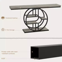 Console industrielle 55, table de canapé étroite à 5 niveaux avec cadre en métal et étagères de rangement multifonctionnelles pour salon et couloir