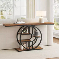 Console industrielle 55, table de canapé étroite à 5 niveaux avec cadre en métal et étagères de rangement multifonctionnelles pour salon et couloir