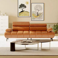 Canapé-lit 3 places en similicuir 86,6" - canapé convertible futon avec dossier réglable et design fractionné - brun