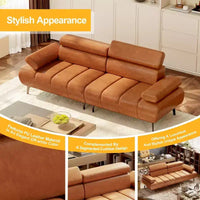 Canapé-lit 3 places en similicuir 86,6" - canapé convertible futon avec dossier réglable et design fractionné - brun