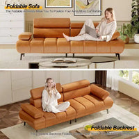 Canapé-lit 3 places en similicuir 86,6" - canapé convertible futon avec dossier réglable et design fractionné - brun