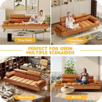 Canapé-lit 3 places en similicuir 86,6" - canapé convertible futon avec dossier réglable et design fractionné - brun