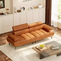 Canapé-lit 3 places en similicuir 86,6" - canapé convertible futon avec dossier réglable et design fractionné - brun