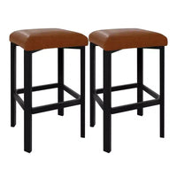 Lot de 2 tabourets de bar Coolmee de 61 cm, chaises de cuisine en cuir PU avec 2 tabourets de bar rembourrés épais à hauteur de comptoir, base en métal robuste, assemblage facile
