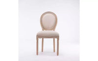Lot de 2 chaises de salle à manger rembourrées, assise en tissu de lin de style français, chaises d'appoint pour cuisine ou salle à manger