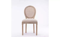 Lot de 2 chaises de salle à manger rembourrées, assise en tissu de lin de style français, chaises d'appoint pour cuisine ou salle à manger