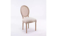 Lot de 2 chaises de salle à manger rembourrées, assise en tissu de lin de style français, chaises d'appoint pour cuisine ou salle à manger