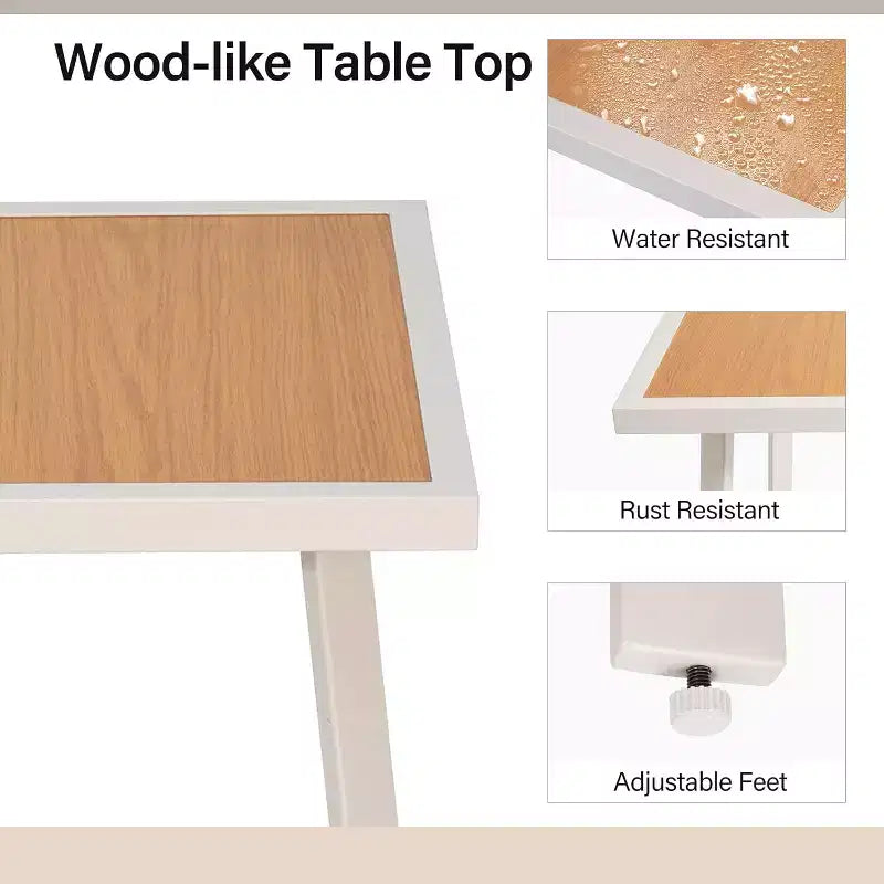 LAUSAINT HOME Ensemble de bar 3 pièces pour patio, table et chaises de bar en textilène tout temps avec plateau imitation bois