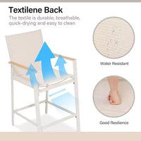 LAUSAINT HOME Ensemble de bar 3 pièces pour patio, table et chaises de bar en textilène tout temps avec plateau imitation bois