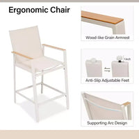 LAUSAINT HOME Ensemble de bar 3 pièces pour patio, table et chaises de bar en textilène tout temps avec plateau imitation bois
